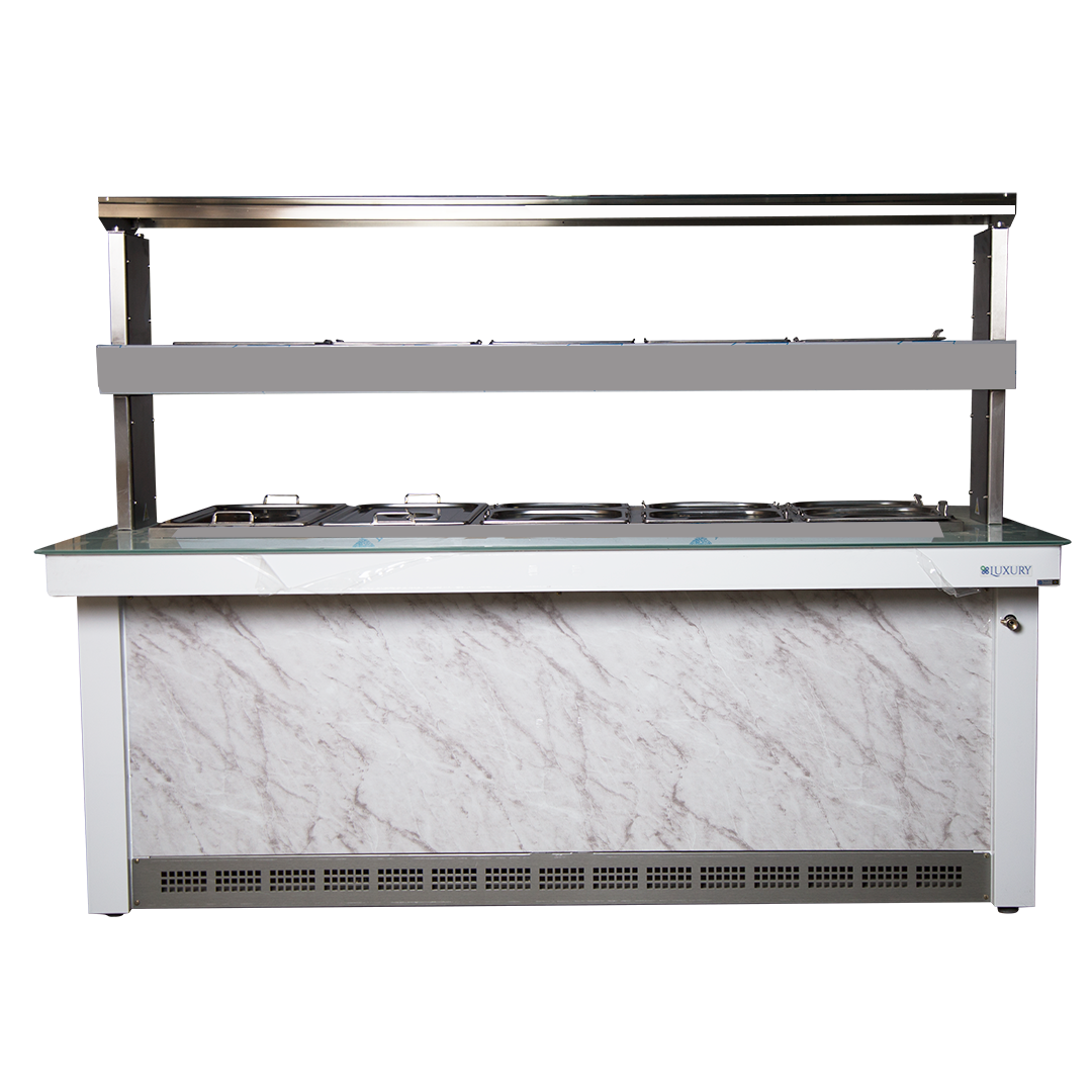 BUFETERA FRIO Y CALIENTE 1,90 MTS. BLANCO 2 NIVELES LUXURY