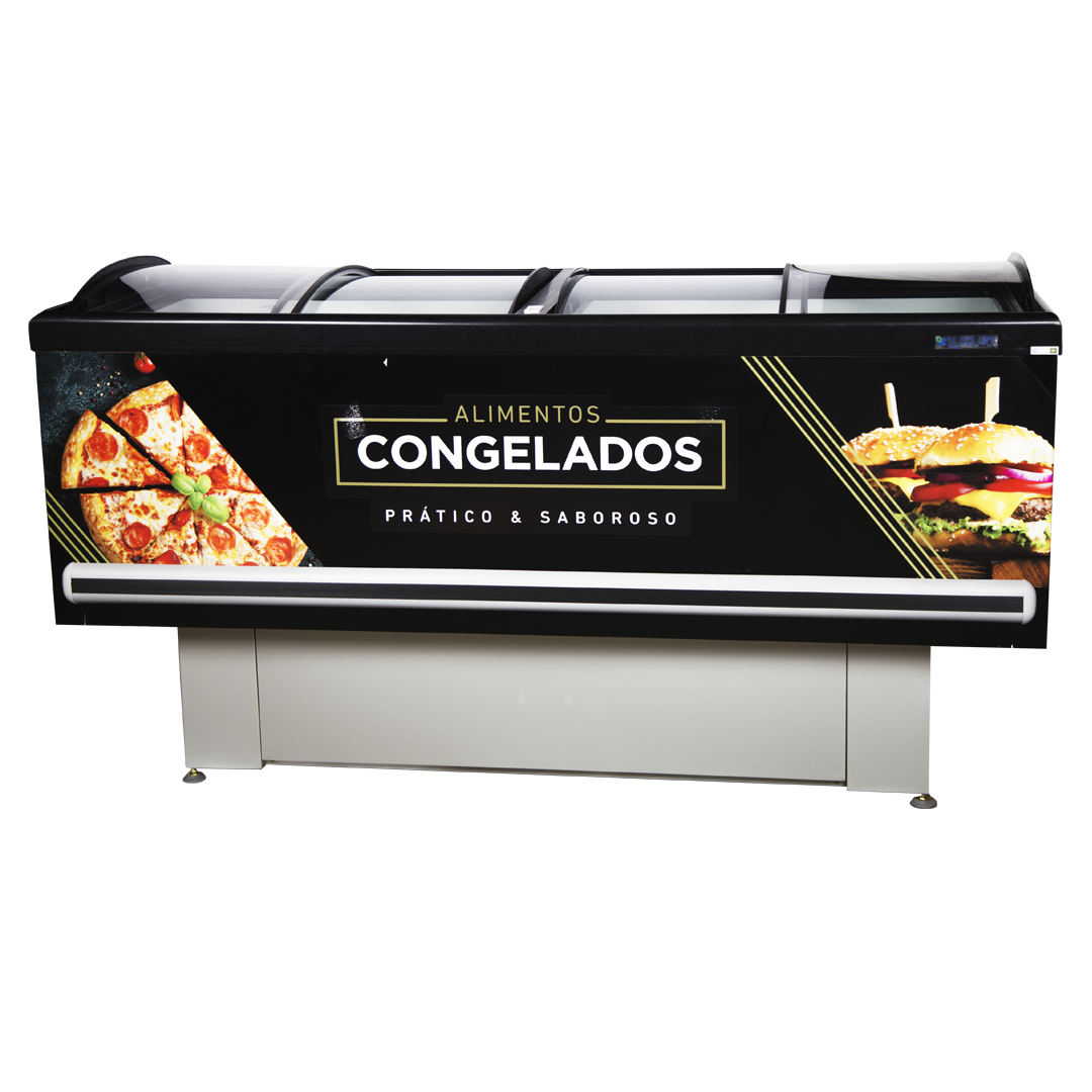 EXHIBIDOR ISLA VIP REFRIGERADO VIDRIO CURVO 1,89MTS. LUXURY